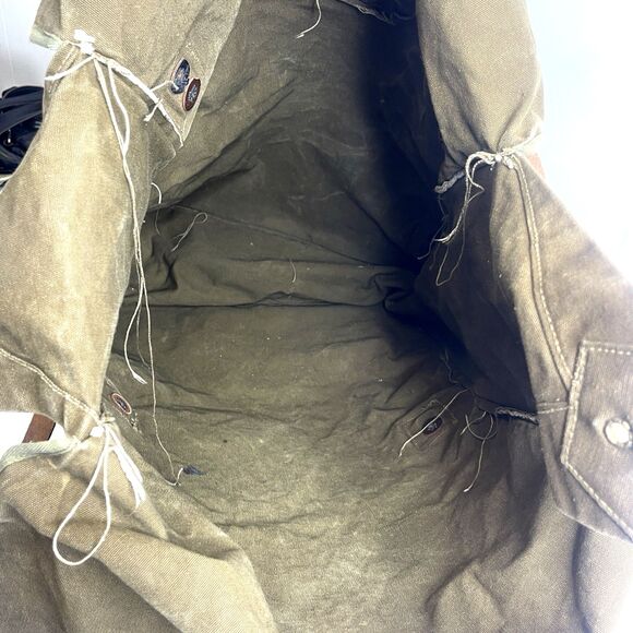 Vtg Woods Canoe Bag Canvas w Leather Straps Canada Made Backpack Sack Duluth Bag - Picture 5 of 16